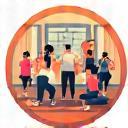 Group fitness class setting.