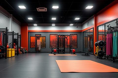 Personal training area with functional equipment.
